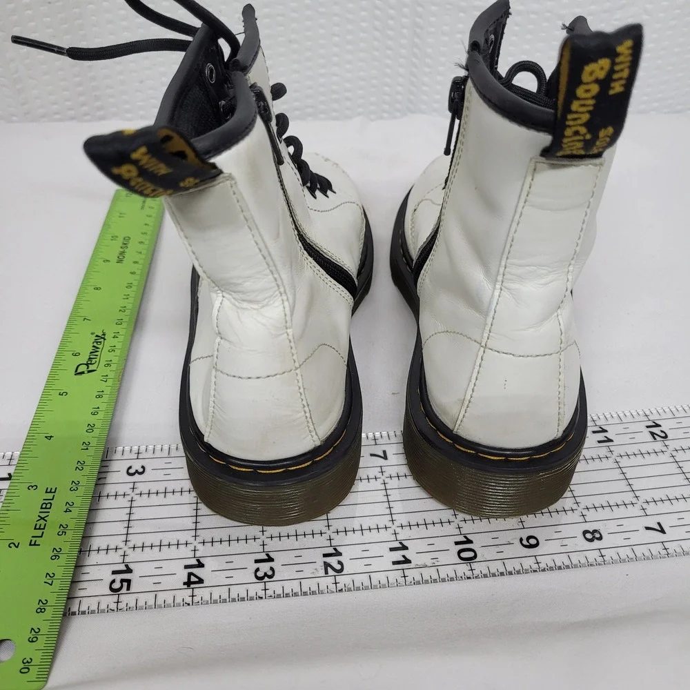 Dr. Martens 1460 J White Leather Lace Up Side Zip Combat Boots Kids‎ US 4 4902